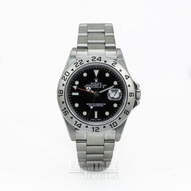 Pre-Owned Stainless Steel Rolex Explorer II 16570 with Black Dial